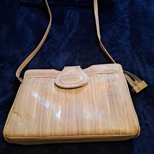 EEL Skin Tan Leather Shoulder Bag